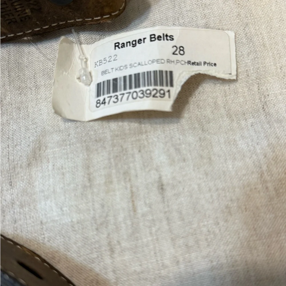 Ranger Leather brown Belt with Silver Buckle NWT boys size 28 #cowboy